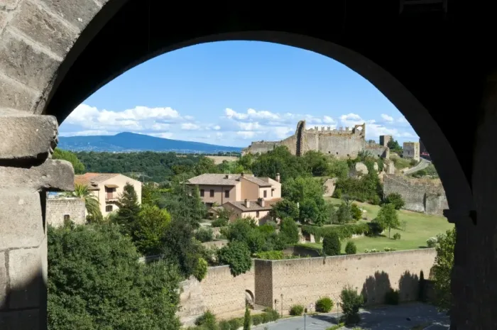 Framed Print : View of Tuscania and ruins of Rivellino Castle, Tuscania, Viterbo Province Framed Print : View of Tuscania and ruins of Rivellino Castle, Tuscania, Viterbo Province