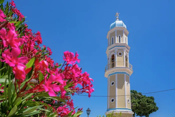 Framed Print : View of typical Greek Orthodox Church near Lakithra, Kefalonia, Ionian Islands, Greek Islands, Greece, Europe
