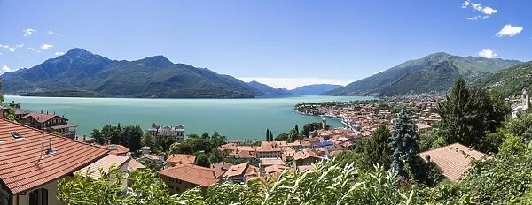 View of the typical village of Gravedona, Lake Como and gardens, Province of Como