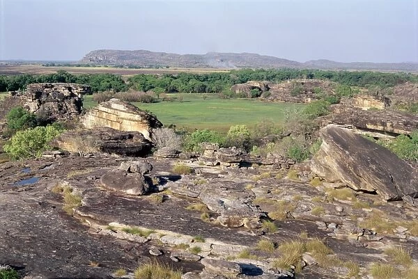 View from Ublrr Rock, aboriginal rock art site, part of the sandstone escarpment on park border