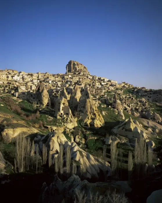 Framed Print : View of Uchisar with houses carved in conical rock formations Framed Print : View of Uchisar with houses carved in conical rock formations