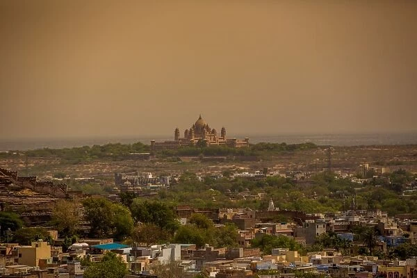 The view of Umaid Bhawan Palace from Mehrangarh Fort in Jodhpur, the Blue City, Rajasthan