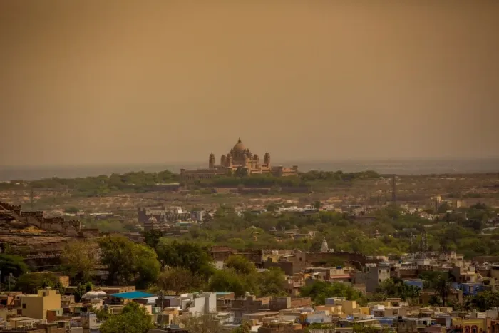 Framed Print : The view of Umaid Bhawan Palace from Mehrangarh Fort in Jodhpur, the Blue City, Rajasthan