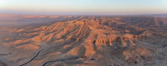 Framed Print : View of Valley of the Kings from hot air balloon over Luxor at sunrise, Luxor, Egypt, Africa Framed Print : View of Valley of the Kings from hot air balloon over Luxor at sunrise, Luxor, Egypt, Africa