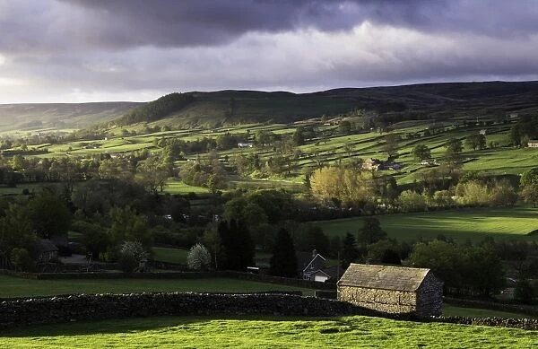 View down the valley of Swaledale taken from just outside Reeth, Yorkshire Dales