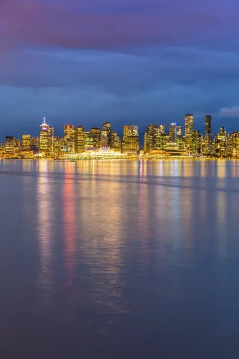 Framed Print : View of Vancouver Downtown from North Vancouver at dusk, Vancouver, British Columbia Framed Print : View of Vancouver Downtown from North Vancouver at dusk, Vancouver, British Columbia