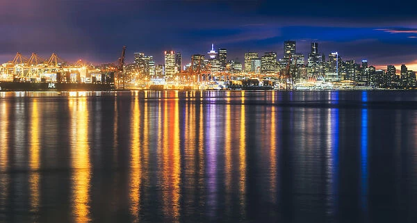 View of Vancouver skyline from North Vancouver at sunset, Vancouver, British Columbia