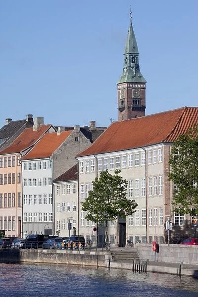View along Ved Stranden and Nikolaj Church, Copenhagen, Denmark, Scandinavia, Europe