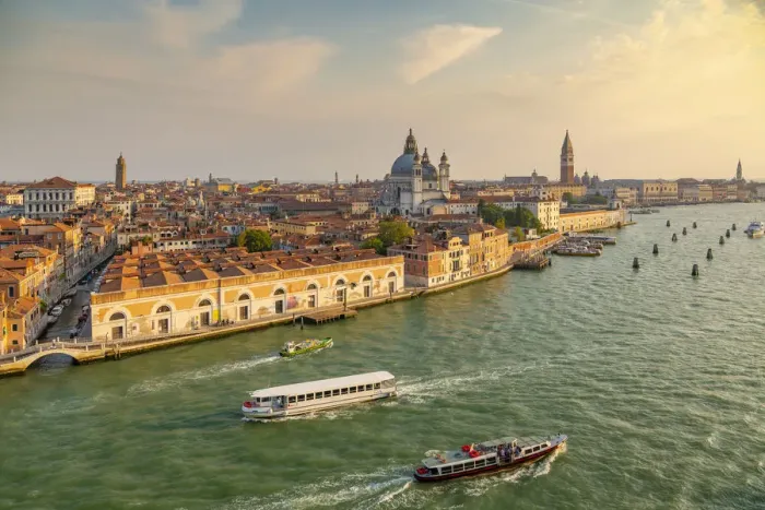 Framed Print : View of Venice from cruise ship at daybreak, Venice, UNESCO World Heritage Site, Veneto Framed Print : View of Venice from cruise ship at daybreak, Venice, UNESCO World Heritage Site, Veneto