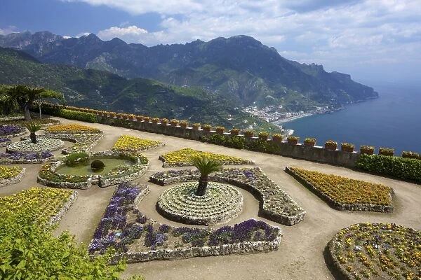 View from Villa Rufolo Gardens, Ravello, Amalfi, UNESCO World Heritage Site