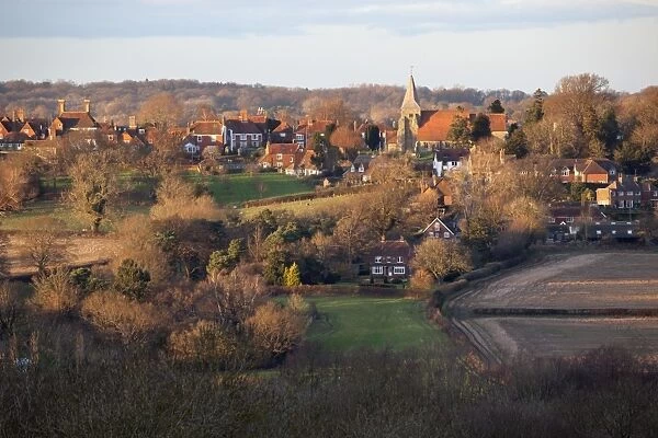 View over village, Burwash, East Sussex, England, United Kingdom, Europe