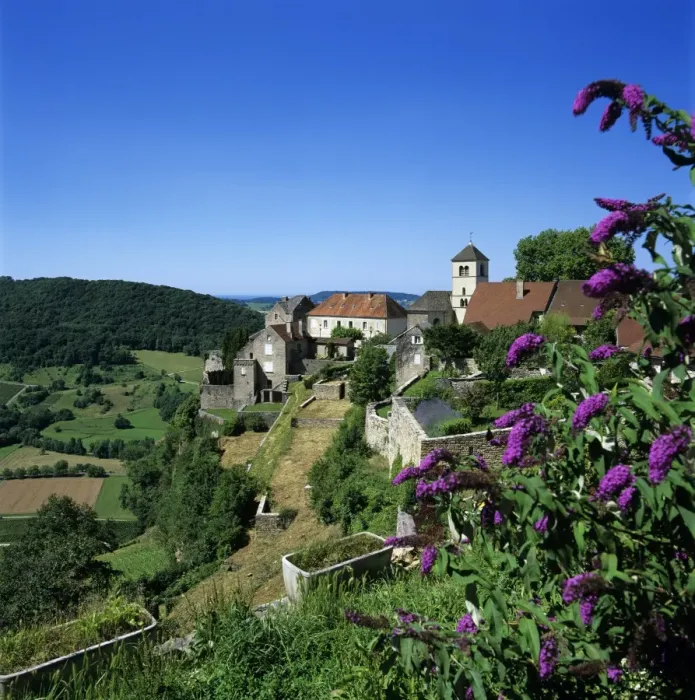 Framed Print : View over village, Chateau Chalon, Jura, Franche Comte, France, Europe Framed Print : View over village, Chateau Chalon, Jura, Franche Comte, France, Europe