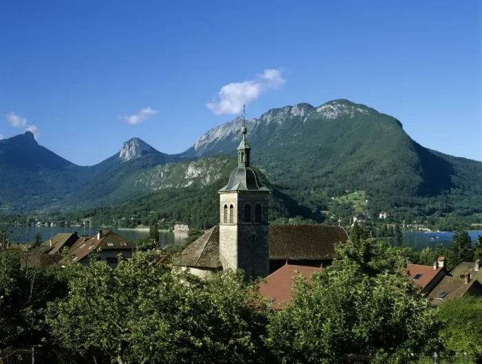 Framed Print : View over village, Talloires, Lake Annecy, Rhone Alpes, France, Europe Framed Print : View over village, Talloires, Lake Annecy, Rhone Alpes, France, Europe