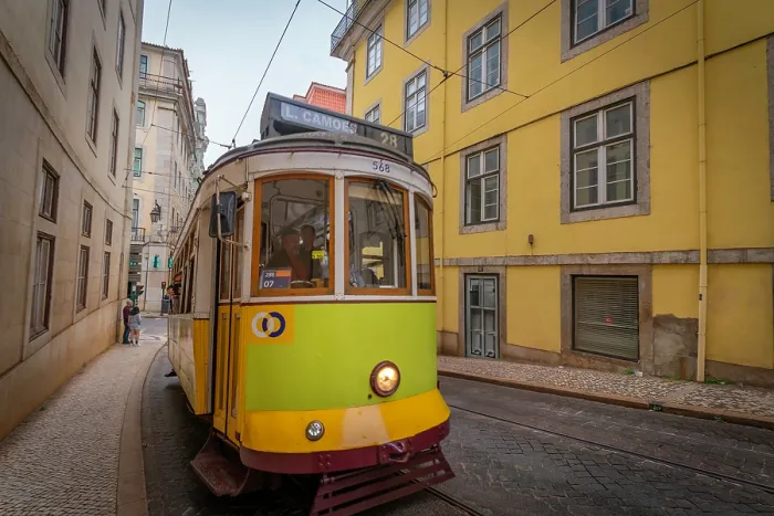 Framed Print : View of vintage yellow No28 tram in hystoric old town centre, Lisbon, Portugal, Europe Framed Print : View of vintage yellow No28 tram in hystoric old town centre, Lisbon, Portugal, Europe