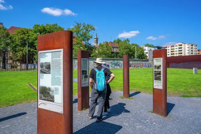 Framed Print : View of visitors at the Berlin Wall Memorial, Memorial Park, Bernauer Strasse, Berlin, Germany, Europe
