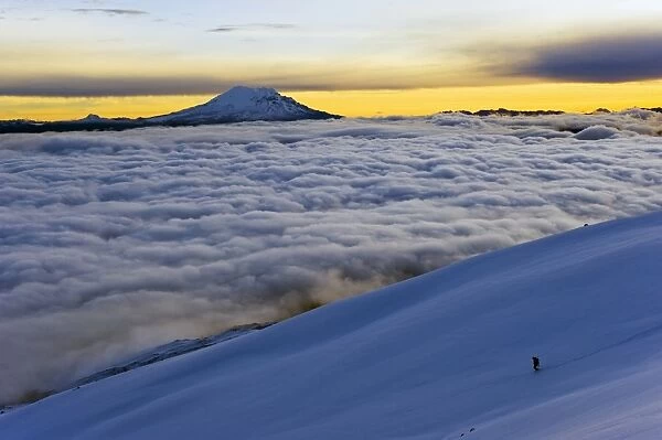 View from Volcan Cotopaxi, 5897m, highest active volcano in the world, Ecuador