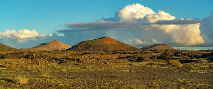 Framed Print : View of volcanic landscape in Timanfaya National Park at sunset, Lanzarote, Las Palmas, Canary Islands, Spain, Atlantic, Europe Framed Print : View of volcanic landscape in Timanfaya National Park at sunset, Lanzarote, Las Palmas, Canary Islands, Spain, Atlantic, Europe
