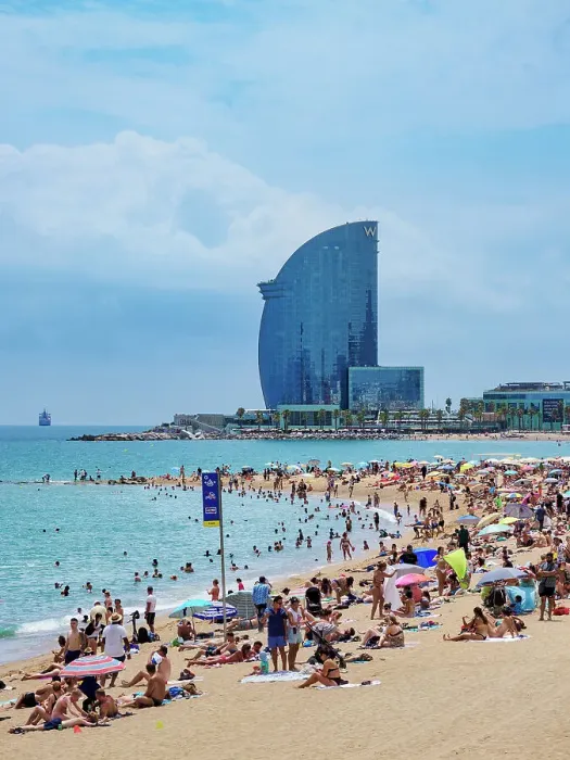 Framed Print : View towards the W Hotel, La Barceloneta Beach, Barcelona, Catalonia, Spain, Europe Framed Print : View towards the W Hotel, La Barceloneta Beach, Barcelona, Catalonia, Spain, Europe