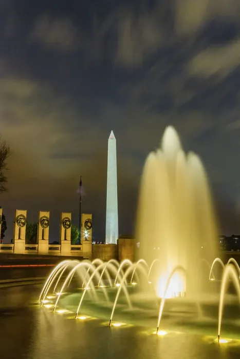 Framed Print : View of the Washington Monument at night from the WWII Memorial in Washington, D.C. United States of America Framed Print : View of the Washington Monument at night from the WWII Memorial in Washington, D.C. United States of America