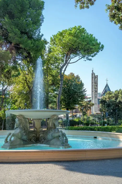 Framed Print : View of water fountain in Parco Federico Fellini beach Rimini Beach, Rimini, Emilia-Romagna, Italy, Europe Framed Print : View of water fountain in Parco Federico Fellini beach Rimini Beach, Rimini, Emilia-Romagna, Italy, Europe