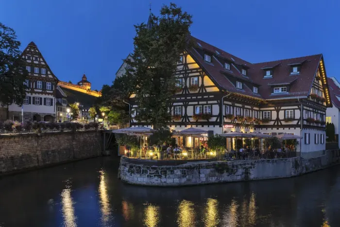 Framed Print : View over Wehrneckarkanal Canal to the castle, Esslingen am Neckar, Baden-Wurttemberg, Germany, Europe Framed Print : View over Wehrneckarkanal Canal to the castle, Esslingen am Neckar, Baden-Wurttemberg, Germany, Europe