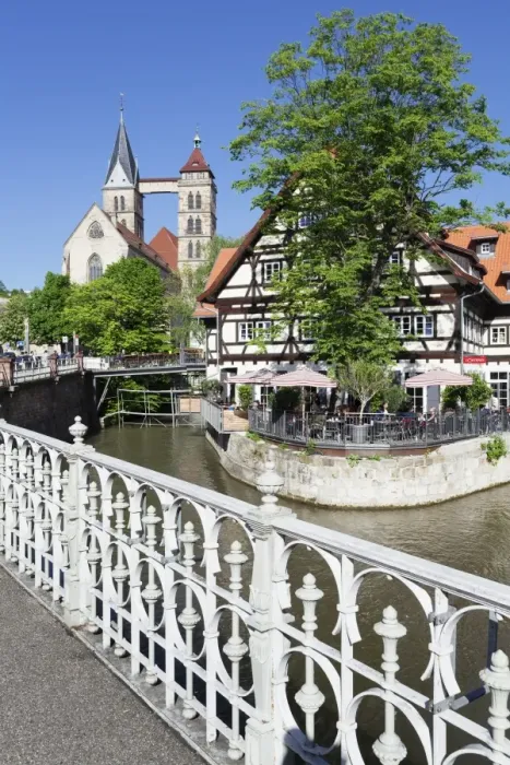 Framed Print : View over Wehrneckarkanal Chanel to St. Dionysius church (Stadtkirche St. Dionys) Framed Print : View over Wehrneckarkanal Chanel to St. Dionysius church (Stadtkirche St. Dionys)