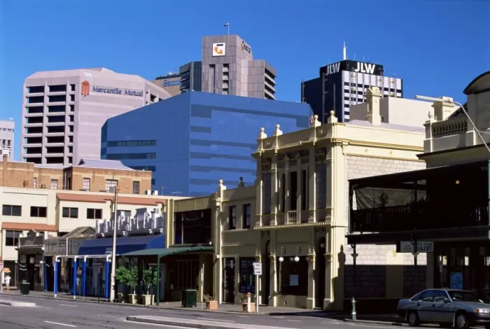 Framed Print : View went along Flinders Street in city centre, Adelaide, South Australia Framed Print : View went along Flinders Street in city centre, Adelaide, South Australia