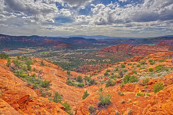 A view of western Sedona from a cliff on the south side of Cathedral Rock, Sedona