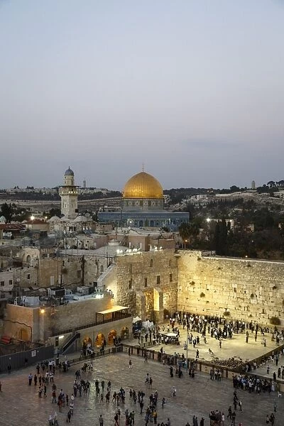 View over the Western Wall (Wailing Wall) and the Dome of the Rock Mosque, UNESCO