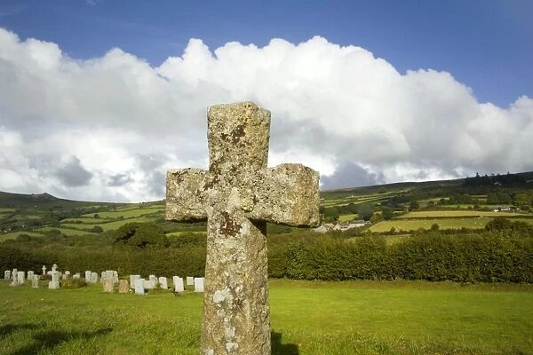 View from Widecombe village churchyard, Dartmoor, Devon, England, United Kingdom, Europe