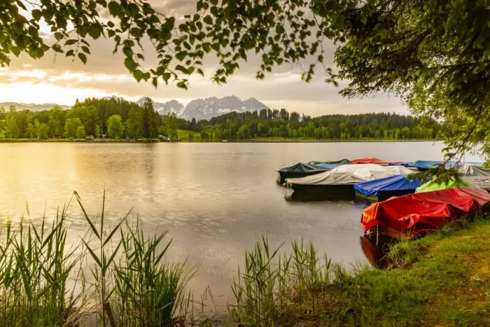 Framed Print : View of the Wilder Kaiser Mountain Range from Schwarzsee near Kitzbuhel, Tyrol, Austria Framed Print : View of the Wilder Kaiser Mountain Range from Schwarzsee near Kitzbuhel, Tyrol, Austria