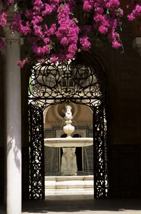 Framed Print : View through wrought iron gateway to the Patio Principal Framed Print : View through wrought iron gateway to the Patio Principal