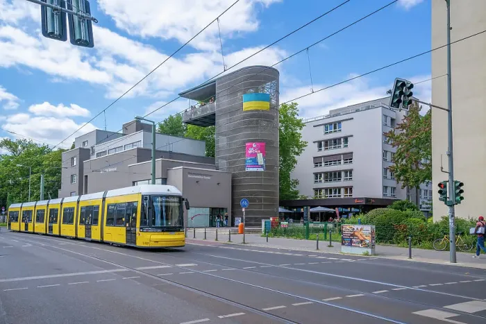 Framed Print : View of yellow city tram at the Berlin Wall Memorial, Memorial Park, Bernauer Strasse, Berlin, Germany, Europe Framed Print : View of yellow city tram at the Berlin Wall Memorial, Memorial Park, Bernauer Strasse, Berlin, Germany, Europe