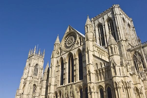 Side view of York Minster, northern Europes largest Gothic cathedral