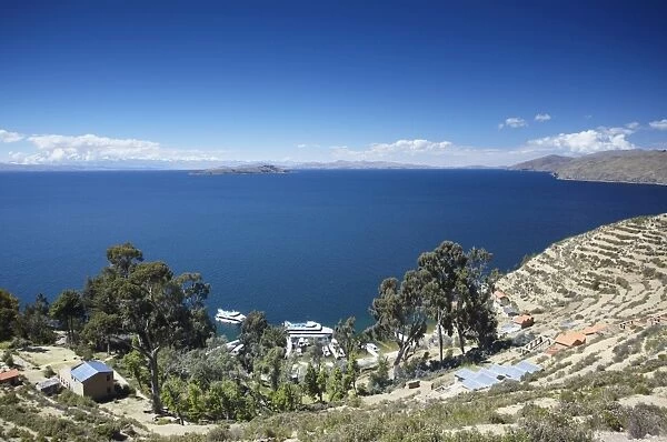 View of Yumani, Isla del Sol (Island of the Sun), Lake Titicaca, Bolivia, South America