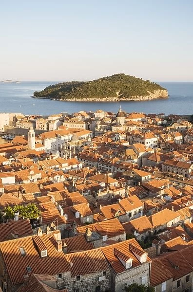 Views over Dubrovnik city skyline from City Walls, UNESCO World Heritage Site, Dubrovnik