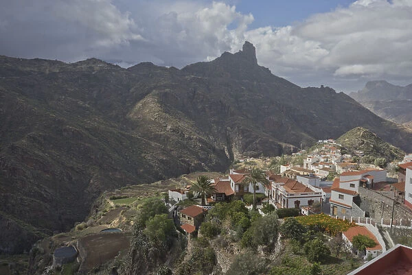 Views of mountains and El Nublo peak in the central highlands in Tejeda in Gran Canaria, Canary Islands, Spain, Atlantic, Europe