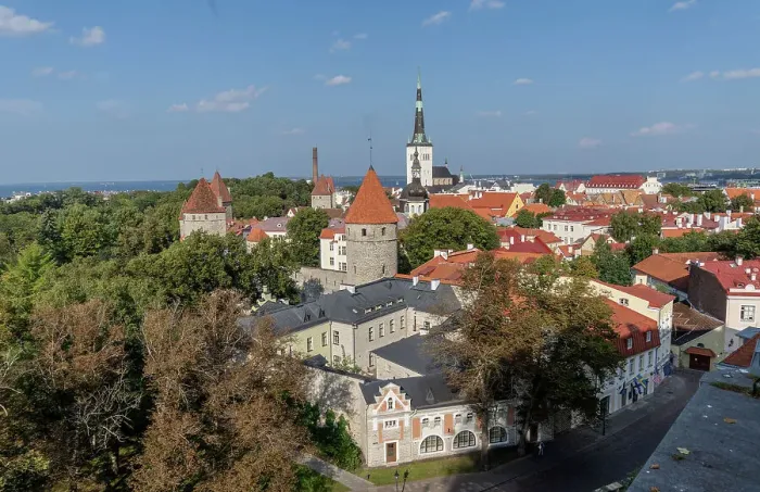 Framed Print : Views of old historical and traditional buildings, Old Town, UNESCO World Heritage Site, in central Tallinn, Estonia, Europe