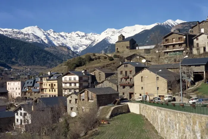 Framed Print : The village of Anyos with the Arcalis mountains beyond in Andorra, Europe Framed Print : The village of Anyos with the Arcalis mountains beyond in Andorra, Europe