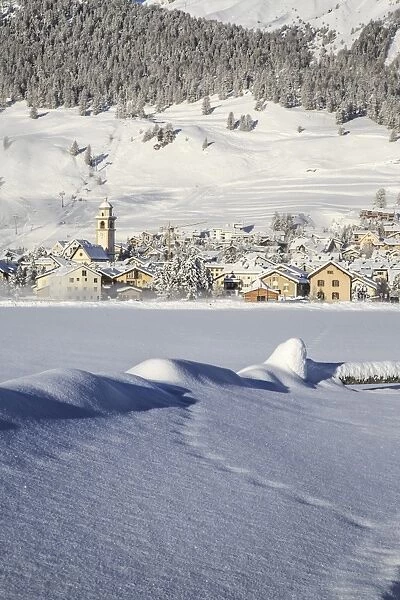 The village of Celerina by Saint Moritz in Engadine, Switzerland, Europe