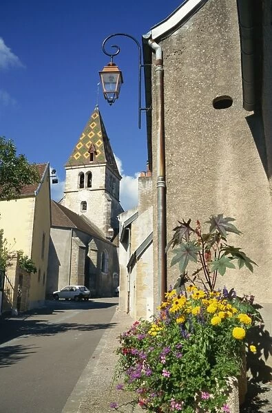 Village of Couchey, with distinctive tiled steeple, Bourgogne, France, Europe