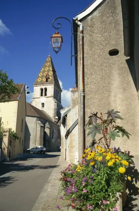 Framed Print : Village of Couchey, with distinctive tiled steeple, Bourgogne, France, Europe Framed Print : Village of Couchey, with distinctive tiled steeple, Bourgogne, France, Europe