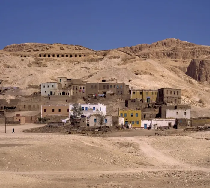 Framed Print : The village of Gurna below cliffs on the West Bank, Thebes, Egypt, North Africa, Africa Framed Print : The village of Gurna below cliffs on the West Bank, Thebes, Egypt, North Africa, Africa