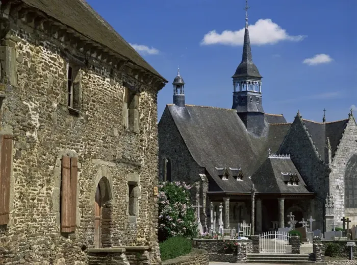 Framed Print : Village houses and church, St. Lery, Morbihan, Brittany, France, Europe Framed Print : Village houses and church, St. Lery, Morbihan, Brittany, France, Europe