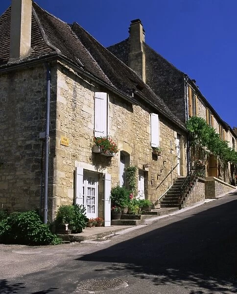 Village houses, Domme, Dordogne, Aquitaine, France, Europe