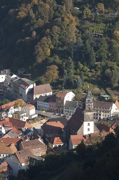 Village of Konigstein from Konigstein Fortress, Saxony, Germany, Europe