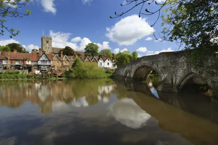 Framed Print : Village and medieval bridge over the River Medway, Aylesford, near Maidstone, Kent, England, United Kingdom, Europe