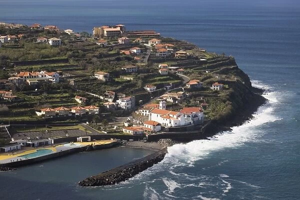 The village of Seixal on a peninsula on the north coast of the island of Madeira