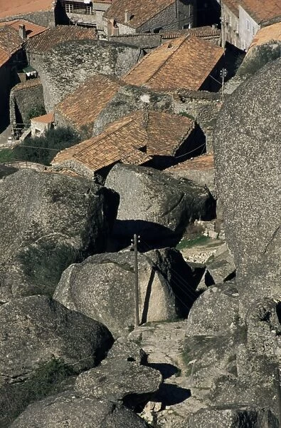 Village set on granite hill