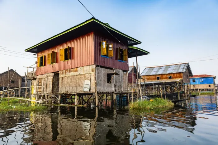 Framed Print : Village on stilts, Nampan, Inle Lake, Shan state, Myanmar (Burma), Asia Framed Print : Village on stilts, Nampan, Inle Lake, Shan state, Myanmar (Burma), Asia